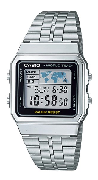 ساعة كاسيو A500WA-1DF للجنسين ذات توقيت عالمي